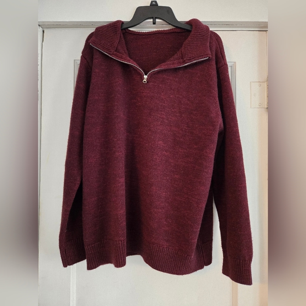 Men's Burgundy Half-Zip Sweater